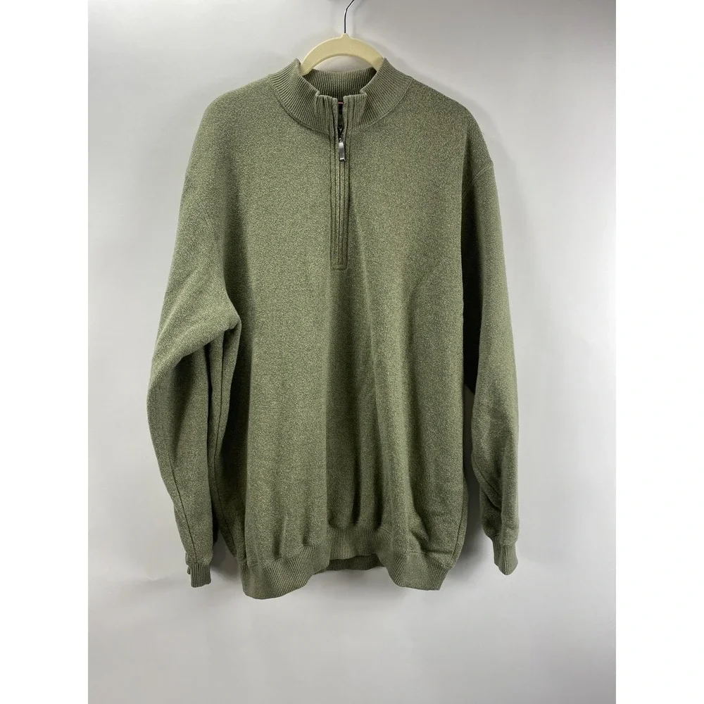 Greg Norman Mens Quarter Zip Pullover‎ Sweater Size Large Green  Very Cool